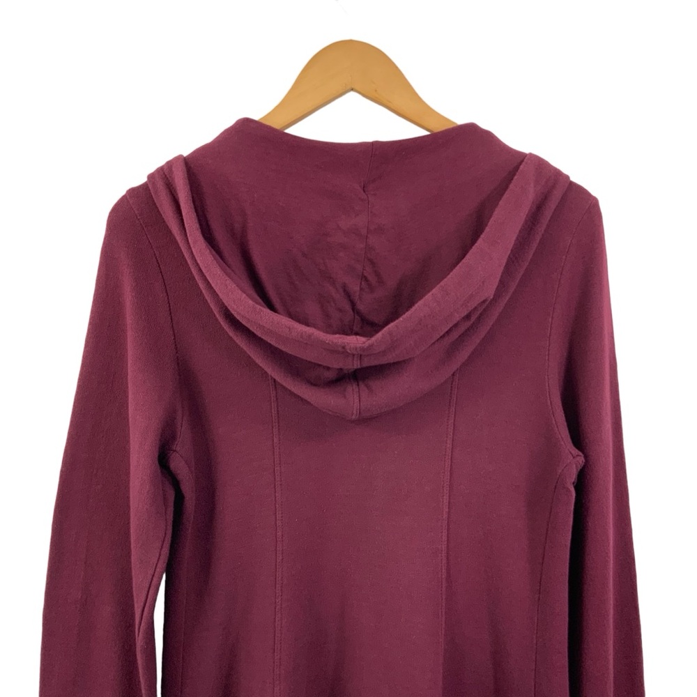 XCVI Size Medium Zip Up Hoodie V-Neck Maroon Burgundy French Terry Sweatshirt F8 - Picture 6 of 10